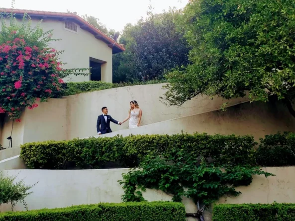 Bride and groom first look