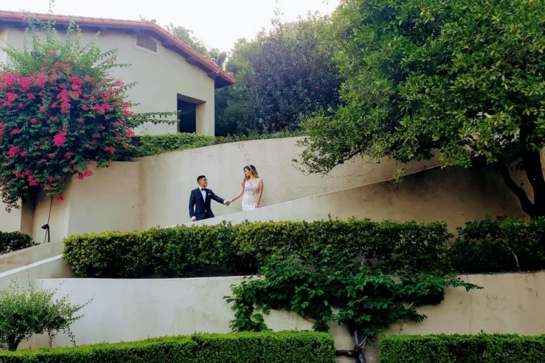 Bride and groom first look