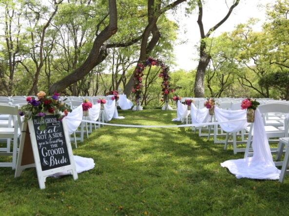 outdoor wedding ceremony set up at KW