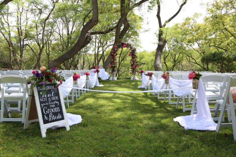 outdoor wedding ceremony set up at KW