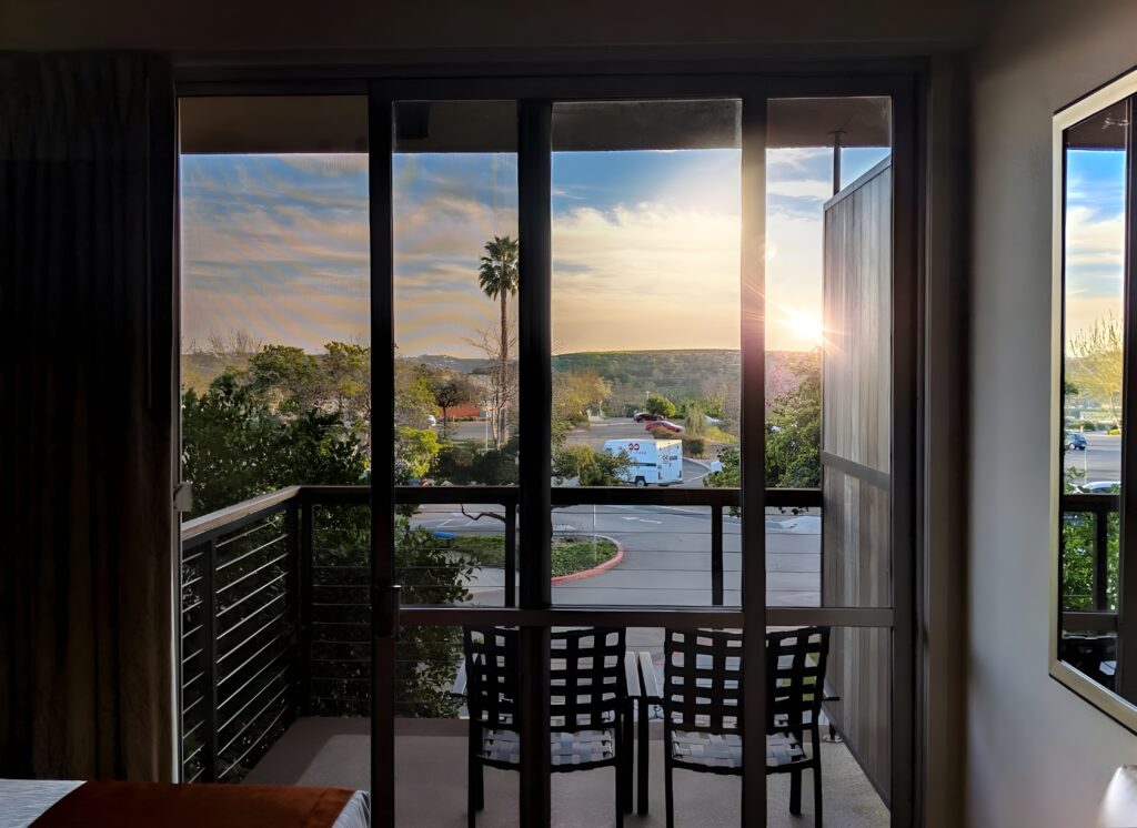 balcony view from inside guest room