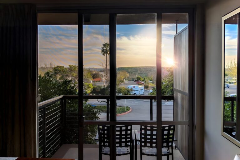balcony view from inside guest room