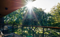 Balcony view with sun flare