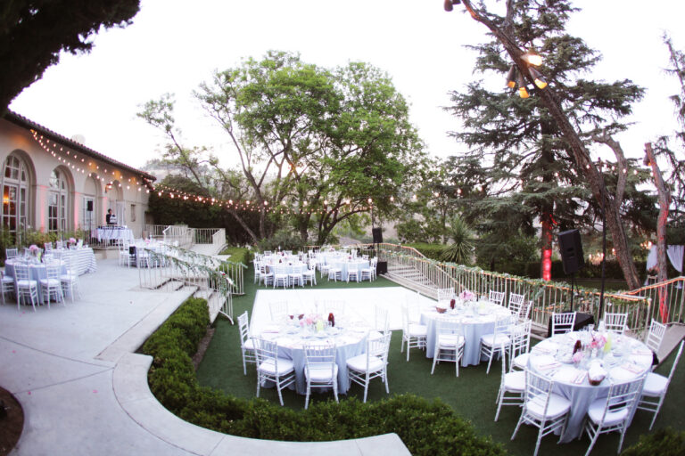 Outdoor wedding setup at Kellogg House