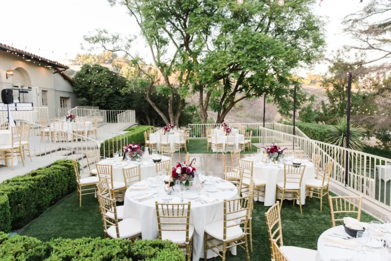 Outdoor wedding setup at Kellogg House
