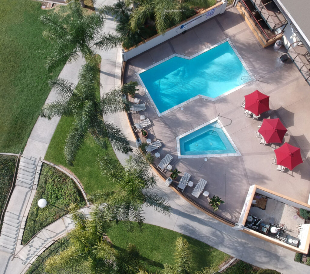 view of pool from above