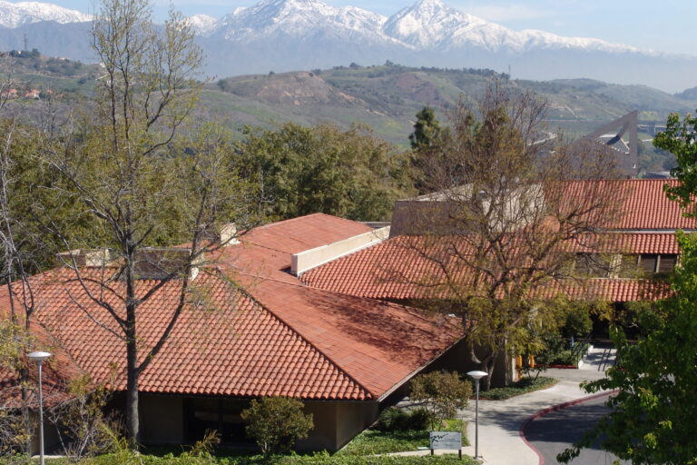 View of Kellogg West with snow-capped mountains