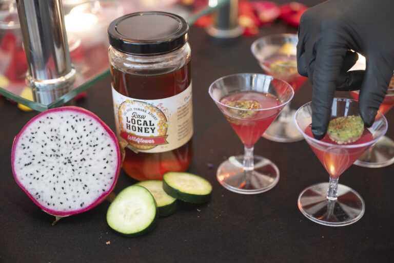 Golden dragonfruit blossom cocktail