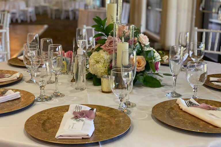 Wedding banquet table place settings